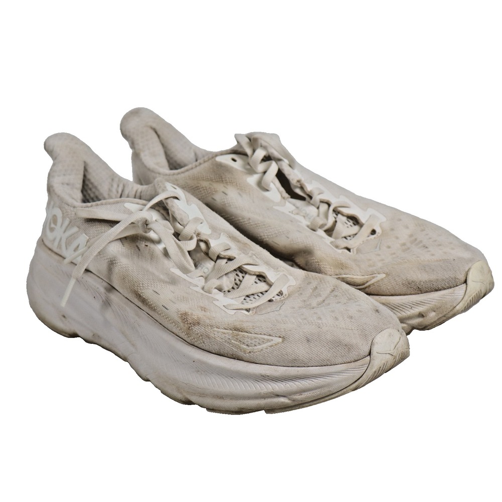 Used Hoka Clifton 9 Women's Running Shoes White Athletic Sneakers - Women's 10B!